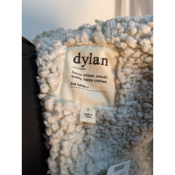 Dylan Faux Suede Open Front White Shearling, Size M - Picture 13 of 14